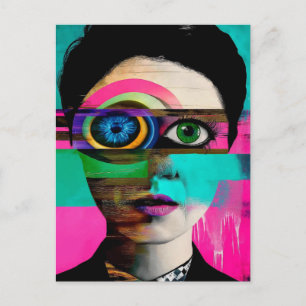 Carte Postale Femme Abstraite surréaliste colorée