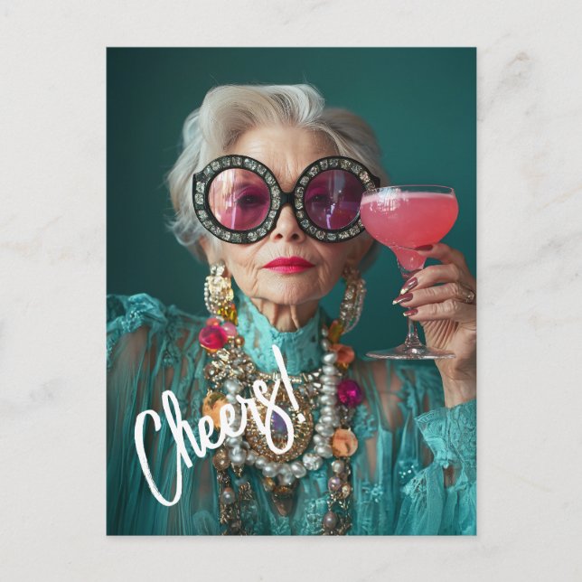 Carte Postale Femme Âgée Glamour audacieuse mode de luxe (Devant)