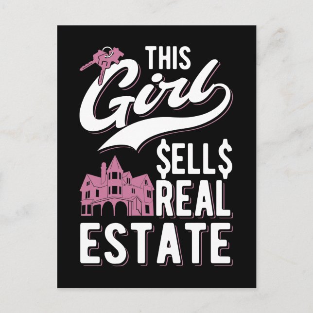 Carte Postale Femme Agent Immobilier Funny Broker Girl (Devant)