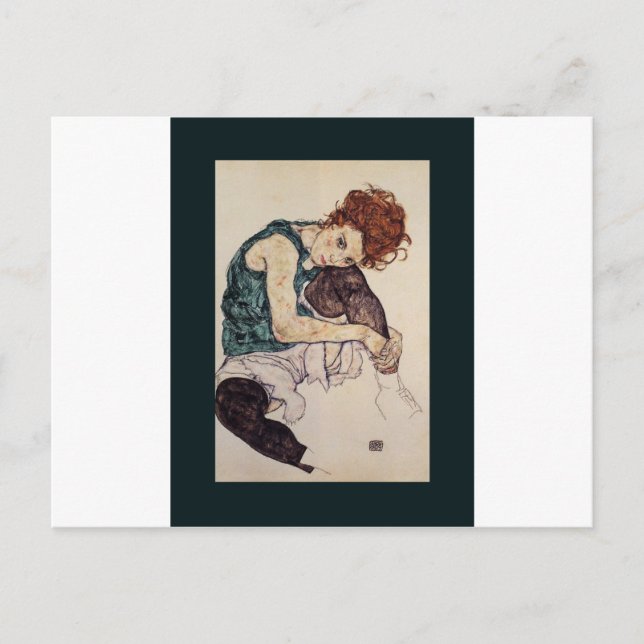 Carte Postale Femme assise Egon Schiele Artiste-peintre autrichi (Devant)