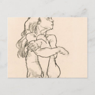 Carte Postale Femme assise étreignant son genou gauche Egon Schi