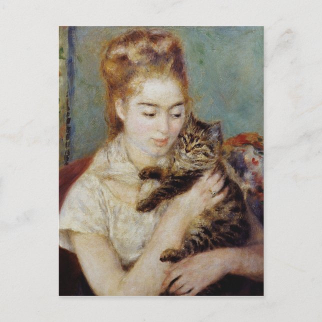 Carte Postale Femme au chat de Pierre-Auguste Renoir (Devant)