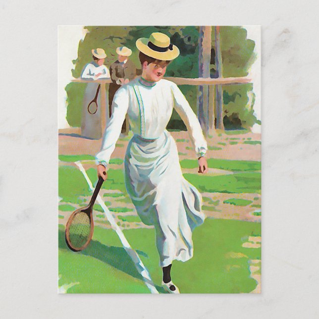 Carte Postale Femme au tennis, vers 1900 (Devant)