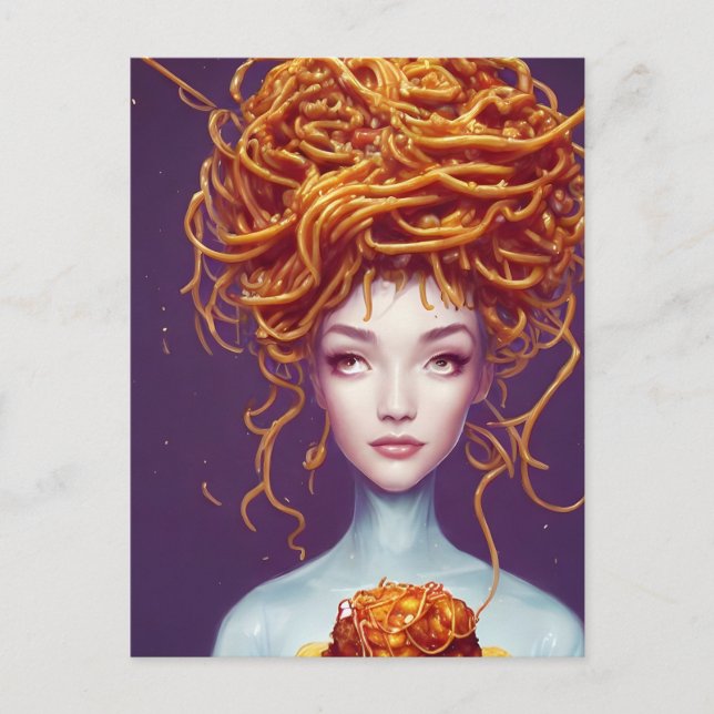 Carte Postale Femme aux cheveux de spaghetti (Devant)