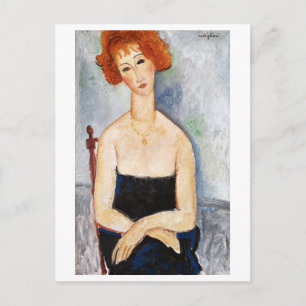 Carte Postale Femme aux cheveux roux avec un Pendentif, Modiglia