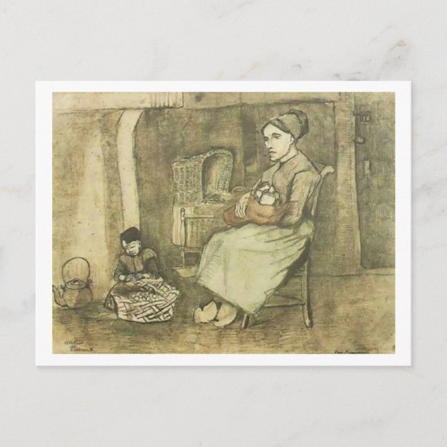 Carte Postale Femme avec bébé (F1070) Van Gogh Fine Art (Devant)