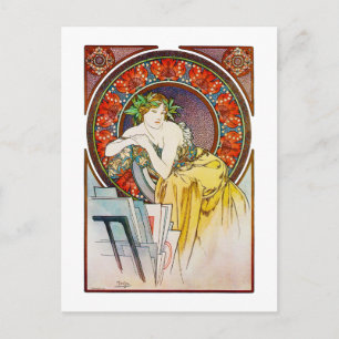 Carte Postale Femme avec du pavot, Mucha