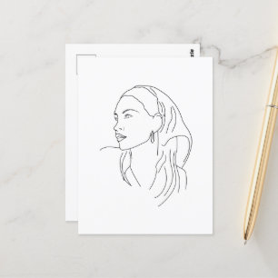 Carte Postale Femme avec Écharpe