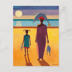 Carte Postale Femme avec le poisson