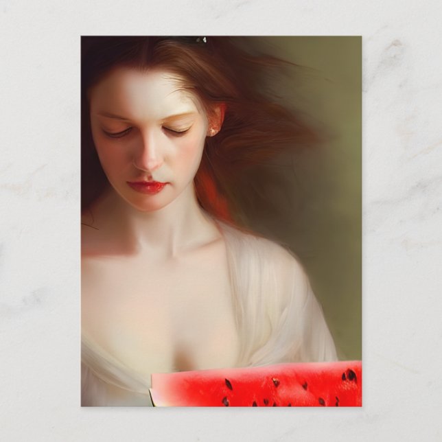 Carte Postale Femme Avec Pastèque (Devant)