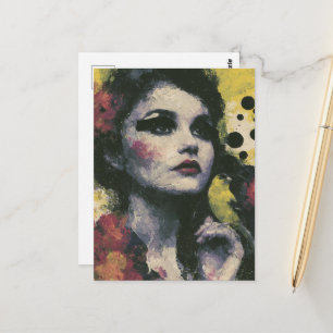 Carte Postale Femme avec un chardonneret