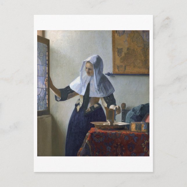 Carte Postale Femme avec un pot d'eau par Johannes Vermeer (Devant)