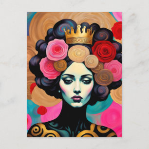 Carte Postale Femme avec une couronne d'or