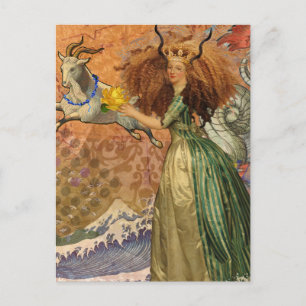 Carte Postale Femme Capricorne Chèvre Fantaisie Amusant
