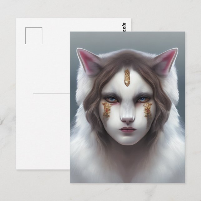 Carte Postale Femme-chat déesse nordique (Devant / Derrière)