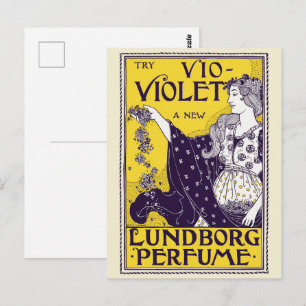 Carte Postale Femme Classique Art Nouveau Œuvre d'Art Fleurs Vio