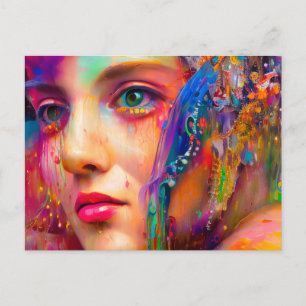 Carte postale femme colorée