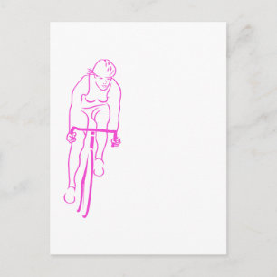 Carte Postale Femme cycliste rose