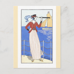 Carte Postale Femme d'affiche Vintage voyage en mer