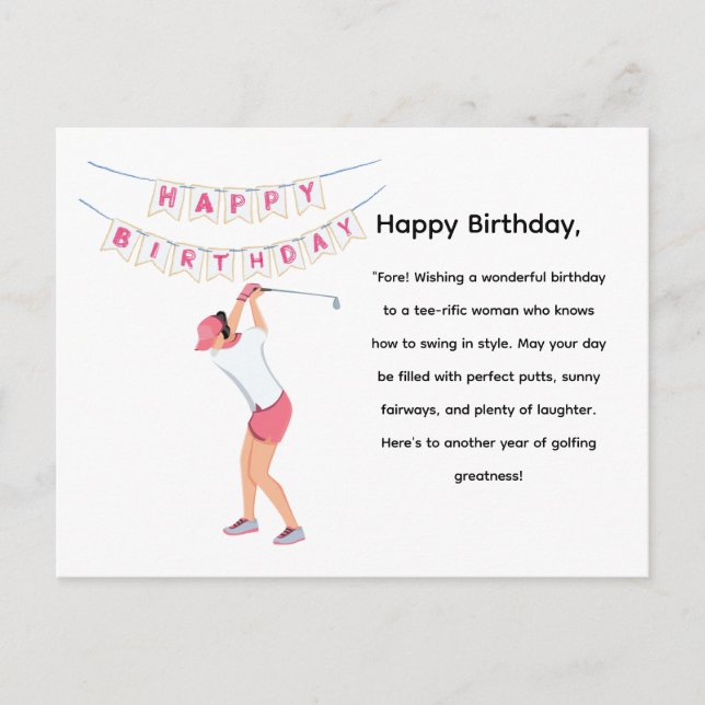 Carte Postale Femme de golf golfeuse joue au golf (Devant)