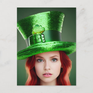 Carte Postale Femme de la Saint-Patricks à Tophat