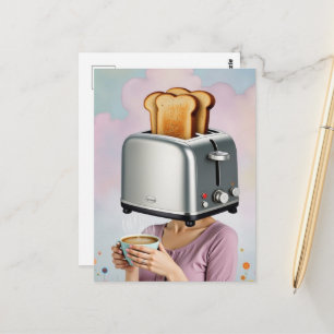 Carte Postale Femme de petit déjeuner surréaliste Tête de grille