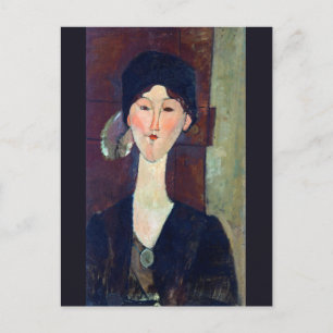 Carte Postale Femme devant la porte par Amedeo Modigliani