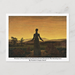 Carte Postale Femme Devant Le Coucher De Soleil