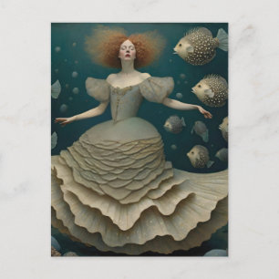 Carte Postale Femme d'Imaginaire habillée sous l'océan