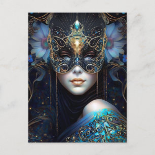 Carte Postale Femme d'Imaginaire portant un masque