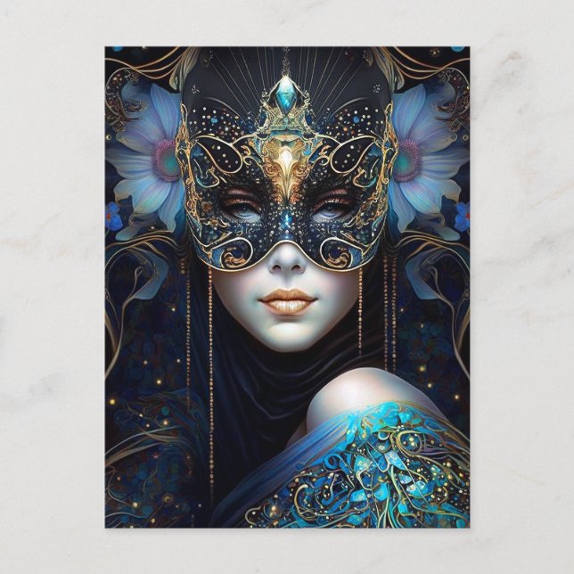 Carte Postale Femme d'Imaginaire portant un masque (Devant)