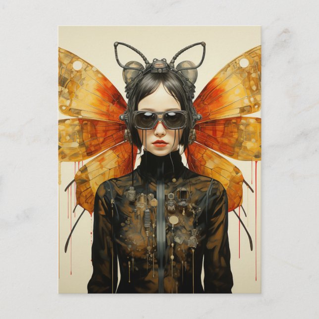 Carte Postale Femme d'insecte Steampunk (Devant)