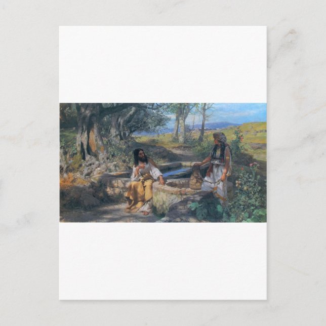 Carte Postale Femme du Christ et de Samaritain circa 1890 (Devant)