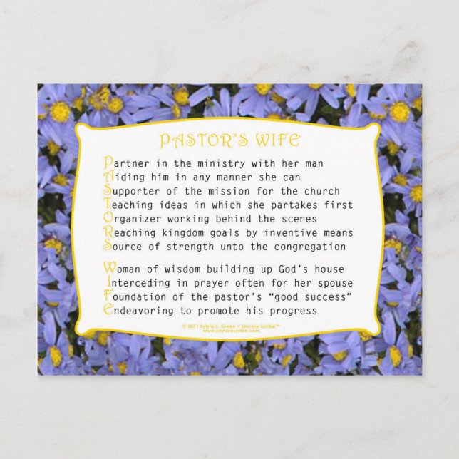 Carte Postale Femme du pasteur (Acrostique) (Devant)