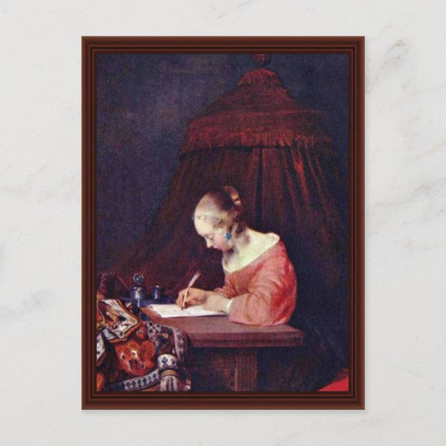 Carte Postale Femme Écrivant Une Lettre, Par Gerard Ter Borch (Devant)