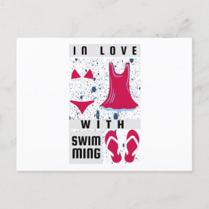 Carte Postale Femme - En Amour Avec La Natation