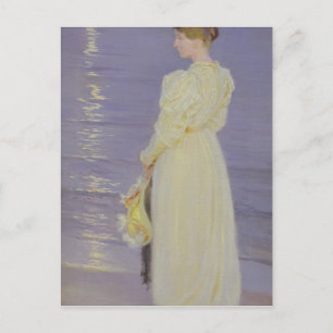 Carte Postale Femme en blanc sur une plage, 1893