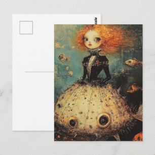 Carte Postale Femme en robe de poisson-globe mode