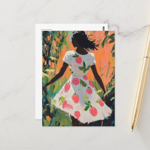 Carte Postale Femme en robe de pomme