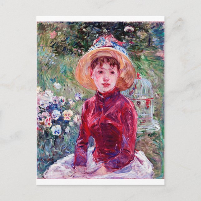 Carte Postale Femme en rouge, Berthe Morisot (Devant)