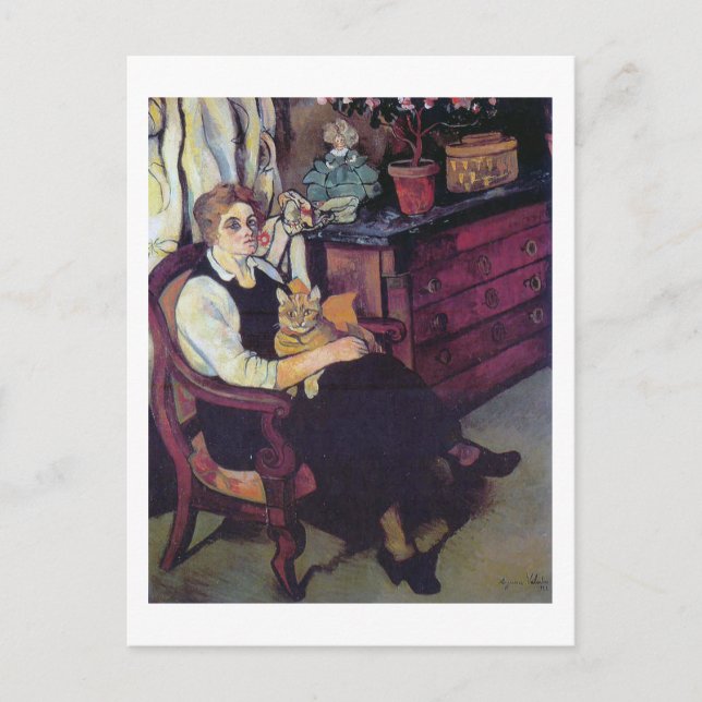 Carte Postale Femme et chat, Suzanne Valadon (Devant)