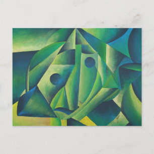 Carte Postale Femme Et Foulard Du Village Abstrait Géométrique