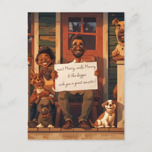 Carte Postale Femme et mari avec des chiens