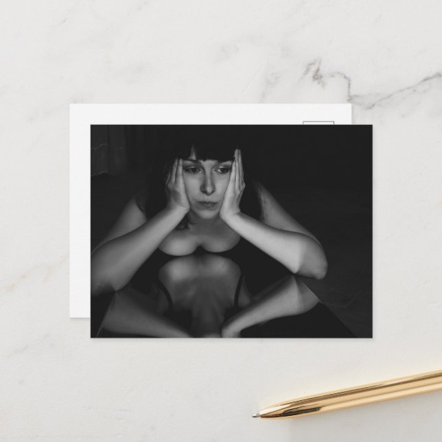 Carte Postale Femme et miroir (Devant/Arrière en situation)