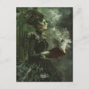 Carte Postale Femme fantôme avec livre d'épicerie