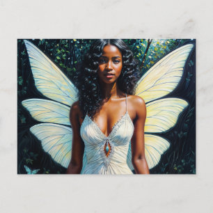 Carte Postale Femme Fée À Peau Noire En Robe Blanche