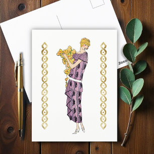 Carte Postale Femme fleur,