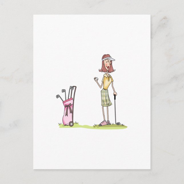 Carte Postale Femme Golfer (Devant)