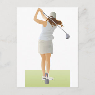 Carte Postale Femme Golfer