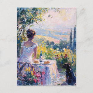 Carte Postale Femme impressionniste ayant un pique-nique